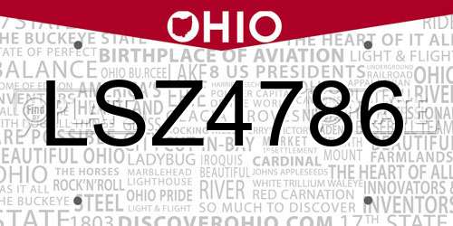LSZ4786 Ohio License Plate