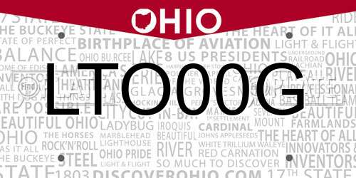 LTO00G Ohio License Plate