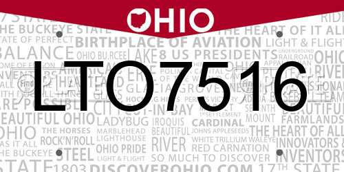 LTO7516 Ohio License Plate