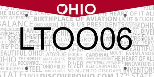 LTOO06 Ohio License Plate