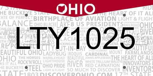 LTY1025 Ohio License Plate