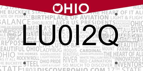 LU0I2Q Ohio License Plate