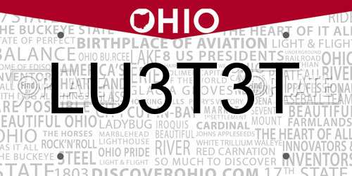 LU3T3T Ohio License Plate