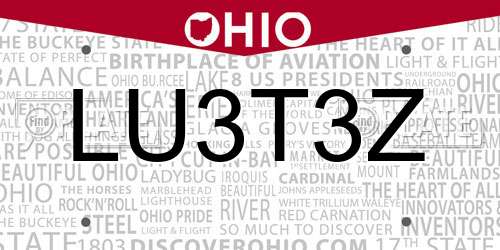 LU3T3Z Ohio License Plate