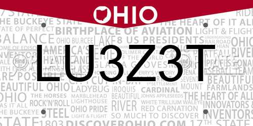 LU3Z3T Ohio License Plate