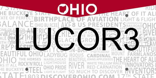 LUCOR3 Ohio License Plate