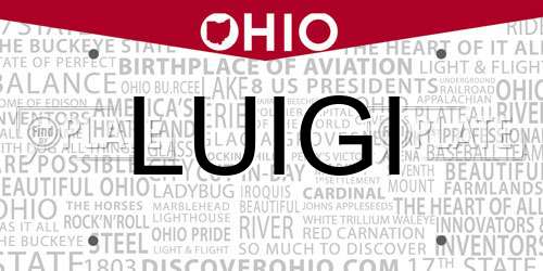 LUIGI Ohio License Plate