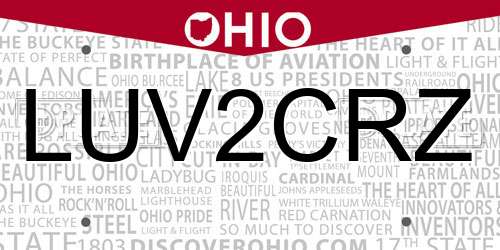 LUV2CRZ Ohio License Plate