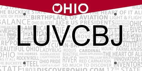 LUVCBJ Ohio License Plate