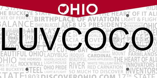 LUVCOCO Ohio License Plate