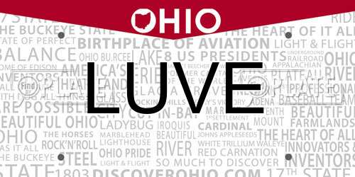 LUVE Ohio License Plate