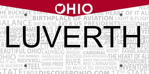 LUVERTH Ohio License Plate