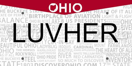 LUVHER Ohio License Plate