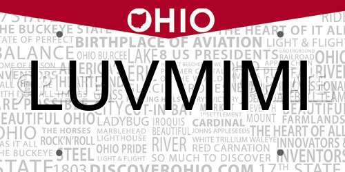 LUVMIMI Ohio License Plate