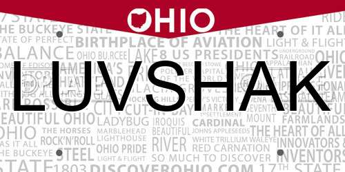 LUVSHAK Ohio License Plate