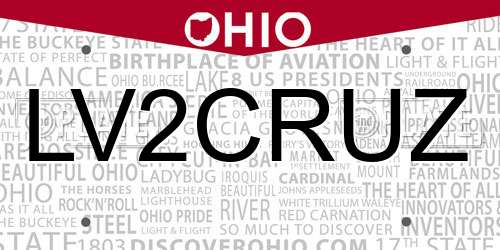 LV2CRUZ Ohio License Plate