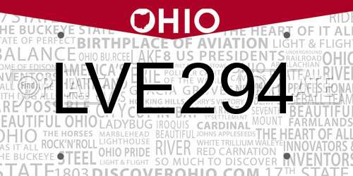 LVE294 Ohio License Plate