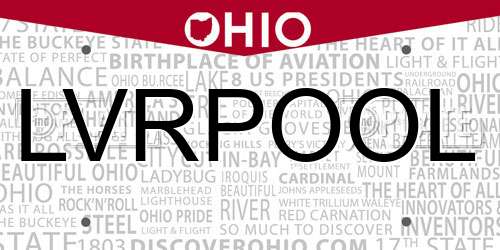 LVRPOOL Ohio License Plate