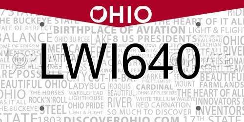 LWI640 Ohio License Plate