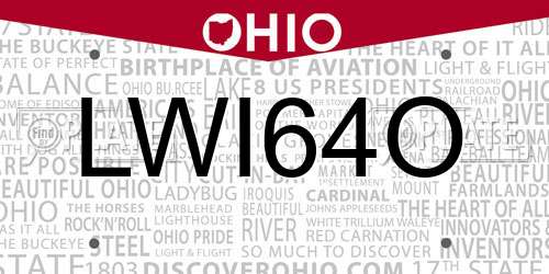 LWI64O Ohio License Plate
