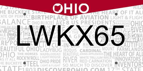 LWKX65 Ohio License Plate