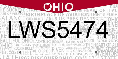 LWS5474 Ohio License Plate