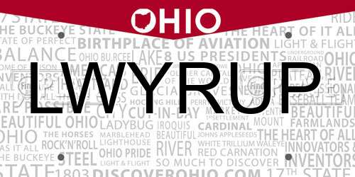 LWYRUP Ohio License Plate