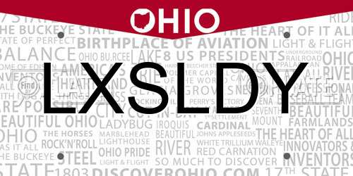 LXSLDY Ohio License Plate