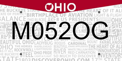 M052OG Ohio License Plate