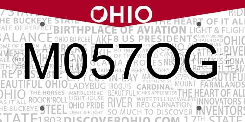 M057OG Ohio License Plate