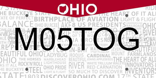 M05TOG Ohio License Plate