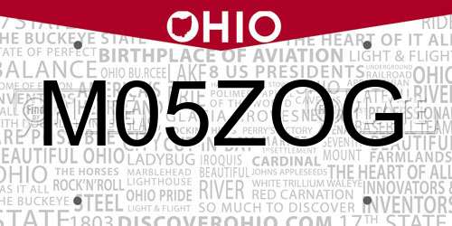 M05ZOG Ohio License Plate