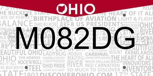 M082DG Ohio License Plate