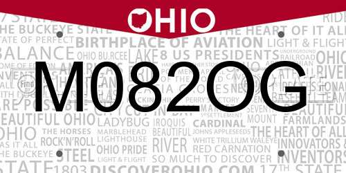 M082OG Ohio License Plate