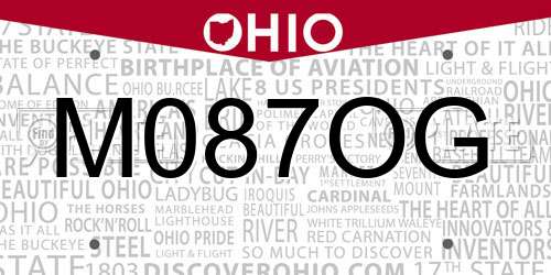 M087OG Ohio License Plate