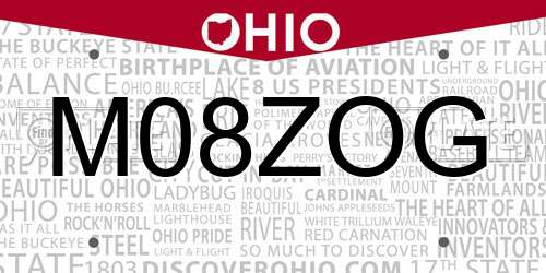 M08ZOG Ohio License Plate
