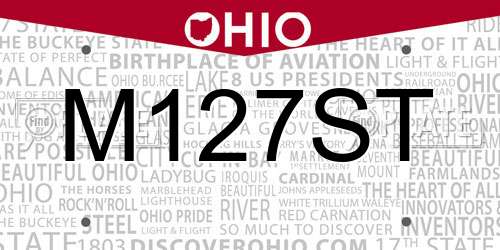M127ST Ohio License Plate