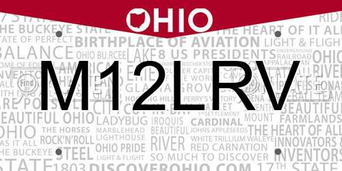 M12LRV Ohio License Plate