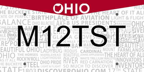 M12TST Ohio License Plate