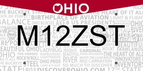 M12ZST Ohio License Plate