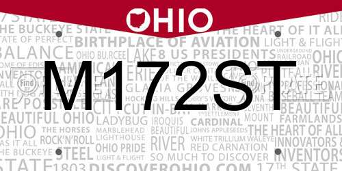 M172ST Ohio License Plate