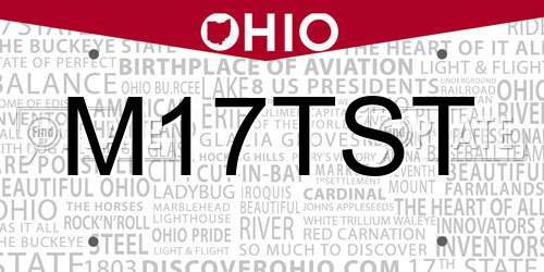 M17TST Ohio License Plate