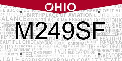 M249SF Ohio License Plate