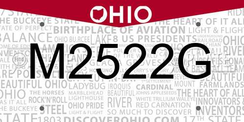 M2522G Ohio License Plate