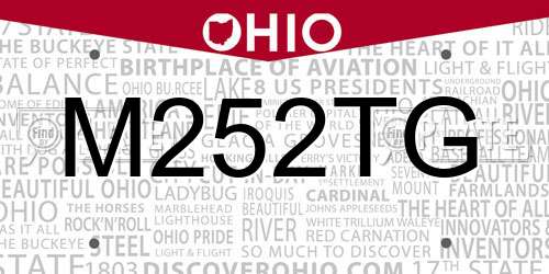 M252TG Ohio License Plate