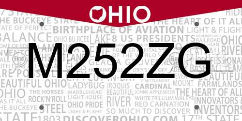 M252ZG Ohio License Plate