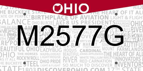 M2577G Ohio License Plate