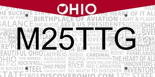 M25TTG Ohio License Plate