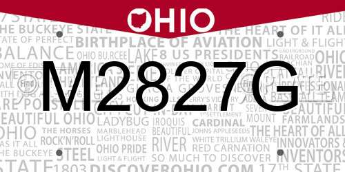 M2827G Ohio License Plate