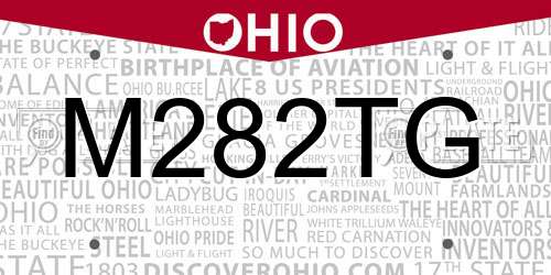 M282TG Ohio License Plate